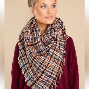 Black and orange plaid scarf